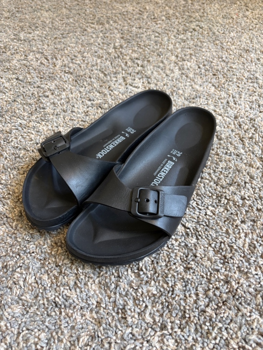 Birkenstock Black Madrid Waterproof Single-Band Slide with Buckle